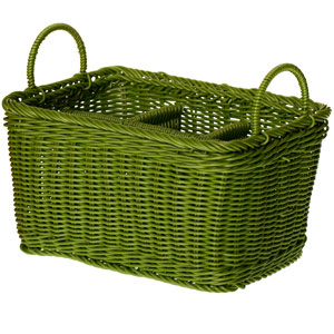 Polywicker Flatware & Condiment Caddy Green 11 x 7 x 6inch