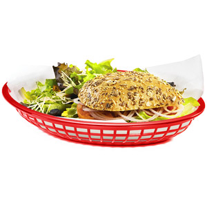 Jumbo Oval Food Basket Red 30x22x4.5cm