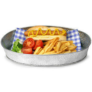 Galvanised Steel Oval Diner Platter 30.5 x 23cm