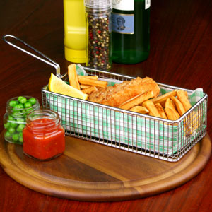 Rectangular Chip Fryer Food Presentation Basket 21 x 10 x 6cm