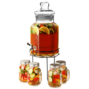 Hexagonal Drinks Dispenser with Drinking Jars