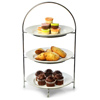Utopia Chrome 3 Tier Cake Plate Stand 16.5inch / 42cm with 23cm Plates