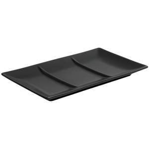 Midnight 3-Compartment Black Stoneware Plate 25 x 12cm