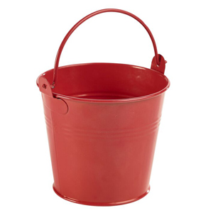 Genware Galvanised Steel Serving Bucket Red 10cm