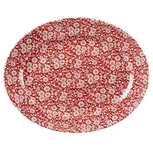 Churchill Vintage Prints Cranberry Victorian Calico Oval Dish 14.5inch / 36.5cm