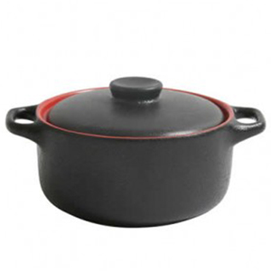 Black & Red Stoneware Casserole Dish 10 x 5cm