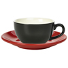 Royal Genware Black Bowl Shaped Cup and Red Saucer 8.8oz / 250ml