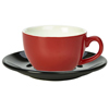 Royal Genware Red Bowl Shaped Cup and Black Saucer 12oz / 340ml