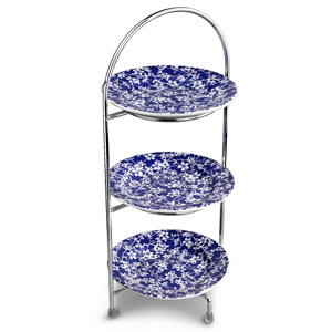 Utopia Chrome 3 Tier Cake Stand 15.5" / 39cm with Hope Plates 10"/ 17cm