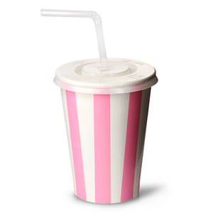 Pink Striped Milkshake Paper Cups Set 12oz / 340ml