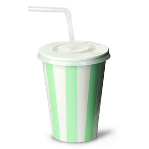 Green Striped Milkshake Paper Cups Set 12oz / 340ml