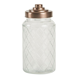 Lattice Glass Jar with Copper Finish Lid 1.2ltr