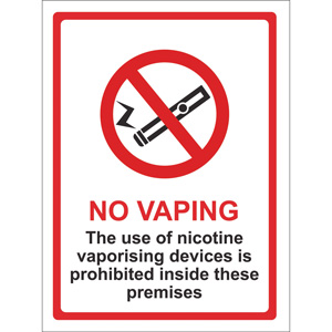 Vaping Prohibited Sign
