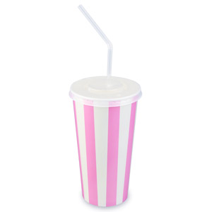 Pink Striped Milkshake Paper Cups Set 20oz / 568ml