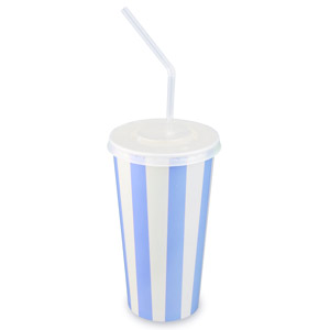Blue Striped Milkshake Paper Cups Set 20oz / 568ml