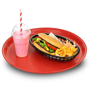 Round Fast Food Tray Red 14inch