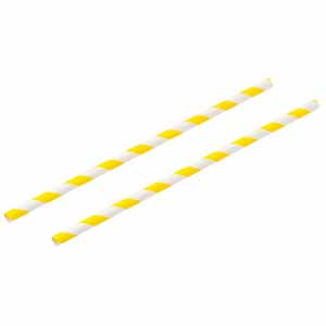 Yellow and White Striped Paper Straws 8inch	