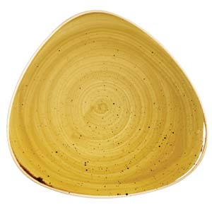 Churchill Stonecast Mustard Seed Yellow Triangular Plate 7.5 Inch / 19.2cm