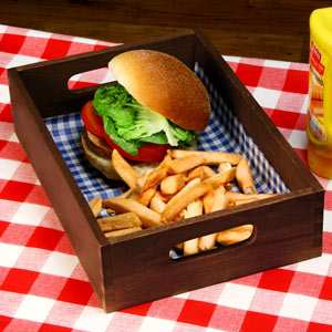 Wooden Burger Tray Dark Pine 28 x 19 x 6cm