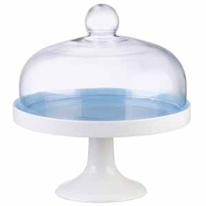 Elegance Cake Stand & Dome Set Blue 10.5inch / 27cm