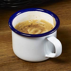 Blue Rim Enamel Espresso Mug White 5.5oz / 155ml