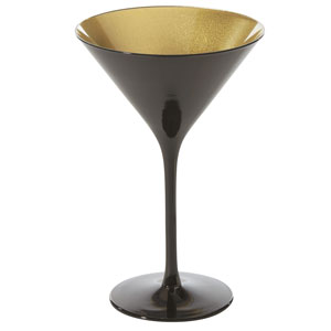 Glossy Gold and Black Martini Glasses 8.5oz / 240ml