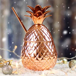 Copper Pineapple Cup with Straw 18.5oz / 525ml