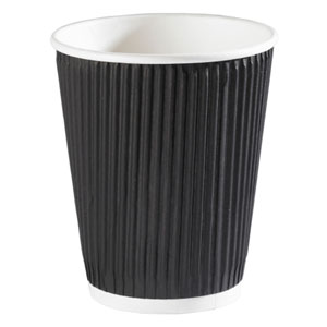 Black Ripple Disposable Paper Coffee Cups 10oz / 280ml