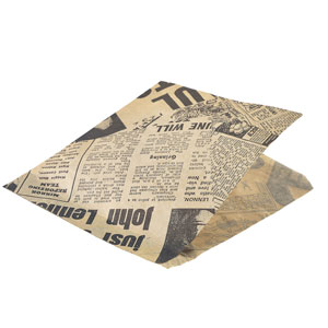 Brown Greaseproof Newspaper Printed Presentation Bags 17.5cm