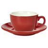 Royal Genware Red Bowl Shaped Cup and Red Saucer 8.8oz / 250ml