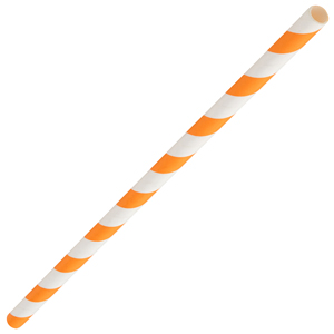 Orange & White Paper Straws 8inch