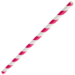 Pink & White Paper Straws 8inch