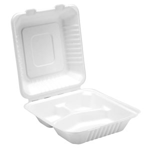 Bagasse 3 Compartment Meal Box 8.6inch / 22cm