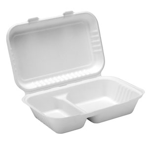 Bagasse 2 Compartment Lunch Box 9inch / 23cm
