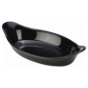 Genware Stoneware Black Oval Eared Dish 8.5inch / 22cm