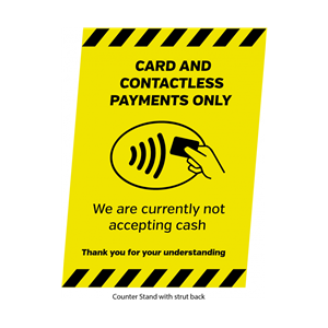 Card & Contactless Payments Only A4 Freestanding Counter Top Sign