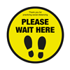 Please Wait Here with Symbol Social Distancing Floor Graphic 40cm