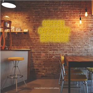Coffee - Cappucchino - Espresso LED Neon Sign Warm Yellow