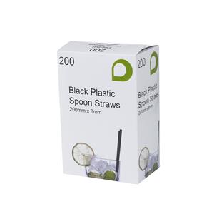 Black Spoon Straws 200mm x 8mm