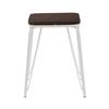 District White Metal & Elm Small Wood Stool