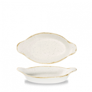 Stonecast Barley White Intermed Oval Eared Dish 9.125 x 5inch