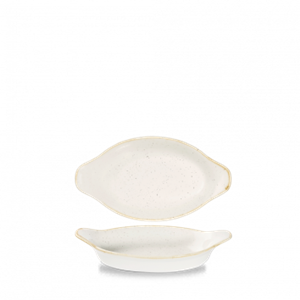 Stonecast Barley White Small Oval Eared Dish 8.125 x 4.375inch