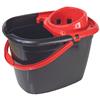Recycled Great British Black Mop Bucket with Red Wringer 14ltr
