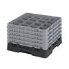 16 Compartment Glass Rack with 5 Extenders H279mm - Black
