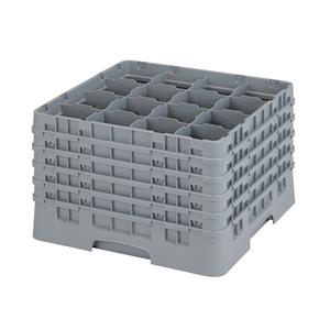16 Compartment Glass Rack with 5 Extenders H279mm - Grey