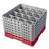 16 Compartment Glass Rack with 6 Extenders H298mm - Red