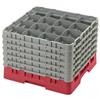 16 Compartment Glass Rack with 6 Extenders H320mm - Red