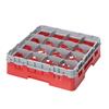 16 Compartment Glass Rack with 1 Extender H114mm - Red