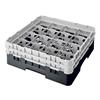 16 Compartment Glass Rack with 2 Extenders H133mm - Black