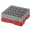 16 Compartment Glass Rack with 2 Extenders H155mm - Red